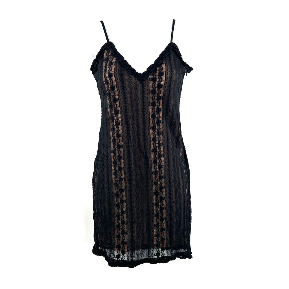 y2k Tiger Mist‎ bodycon mini dress lace whimsigoth goth slip dark coquette S